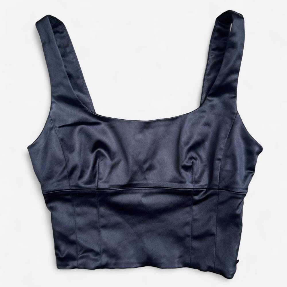 Black Satin Aritzia Crop Top, XS